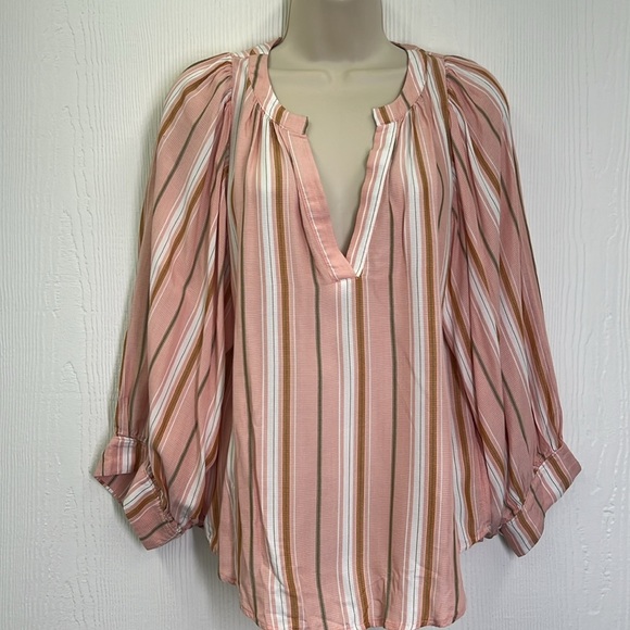 Anthropologie - Maeve Brenda Colorful Stripe VNeck Flowy Boho Blouse Size Small - Picture 6 of 12